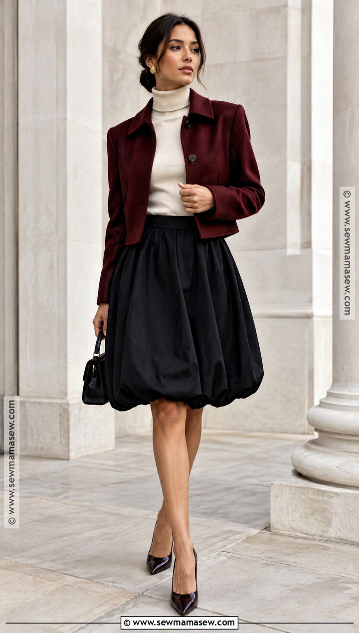 Bubble Skirt And Fitted Sweater Outfit - 20 fall 2026 fashion trends
