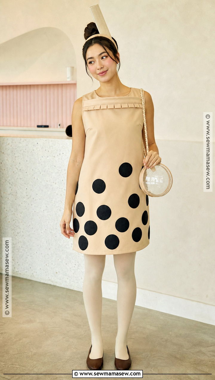 Bubble Tea Costume With A Tan Dress - 40 cute easy halloween costumes