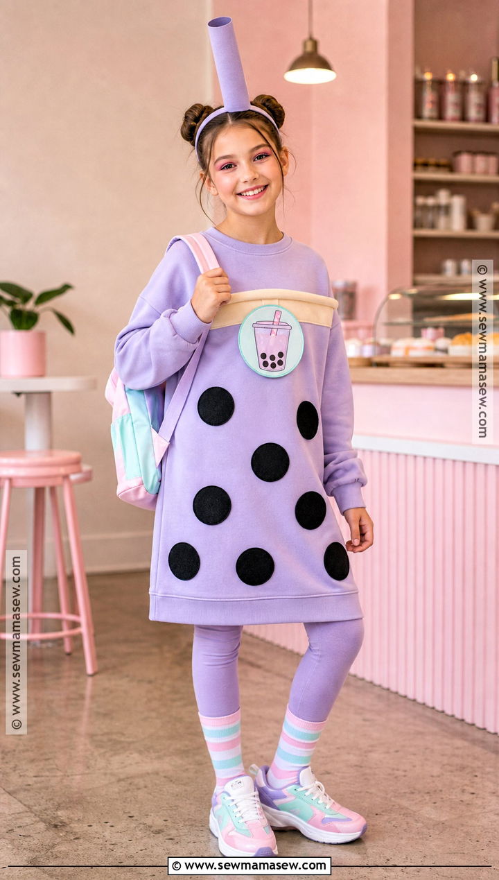 Bubble Tea Costume With Pom Pom Pearls - 30 halloween costumes for girls 10 12