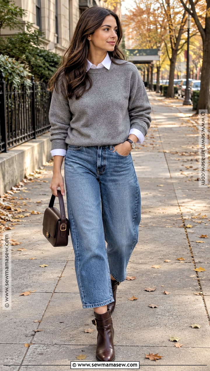 Buckle Boots With Barrel Jeans And Sweatshirt - 20 buckle boots outfit fall