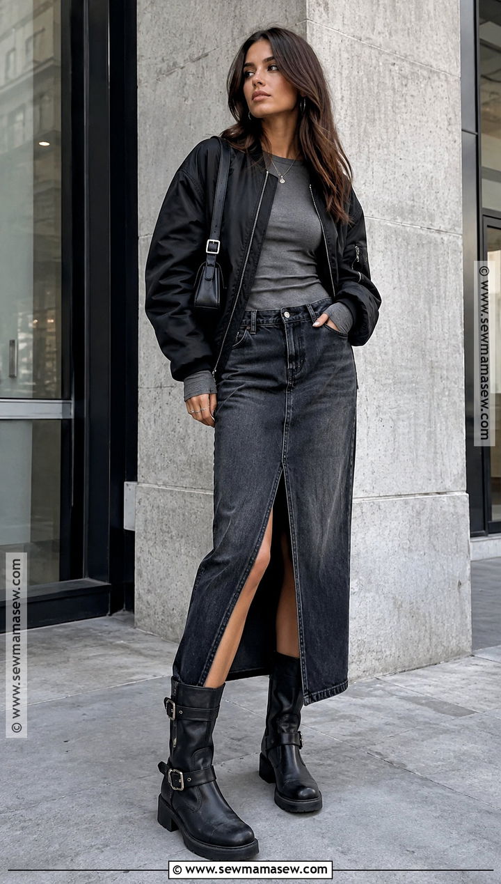 Buckled Moto Boots With Denim Skirt - 15 fall 2026 fashion trends shoes