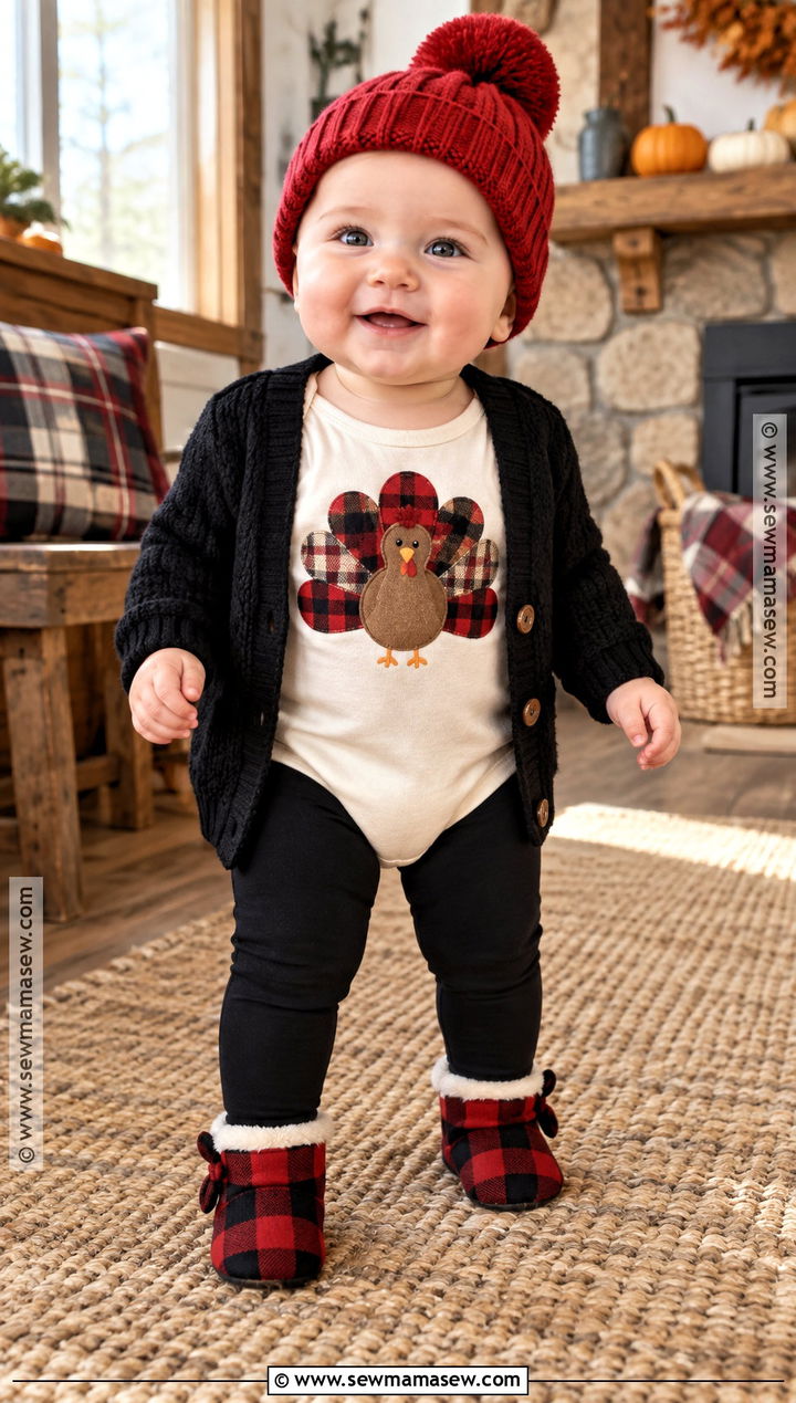 Buffalo Plaid Thanksgiving Onesie Outfit - 20 thanksgiving onesie ideas