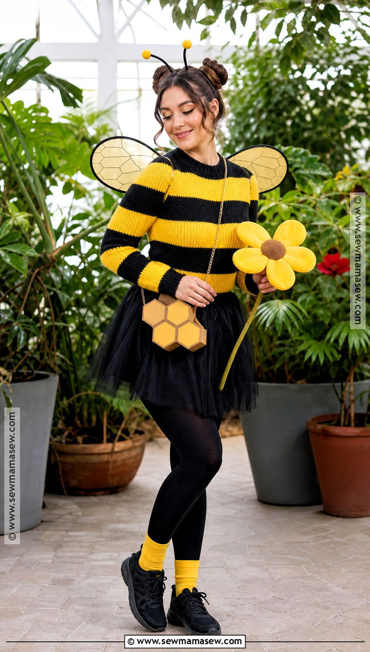Bumblebee Costume With Striped Sweater - 40 good halloween costumes