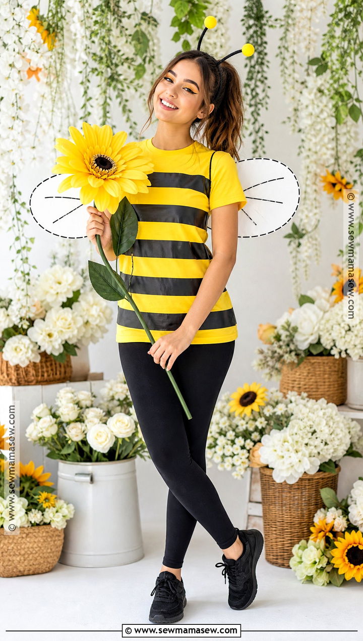 Bumblebee Costume With Yellow And Black Clothes - 35 Easy At Home Halloween Costumes