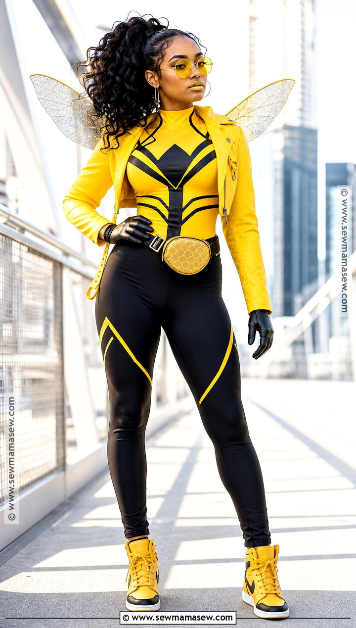 Bumblebee Superhero Costume With Yellow Wings - 30 Superhero Halloween Costumes for Women