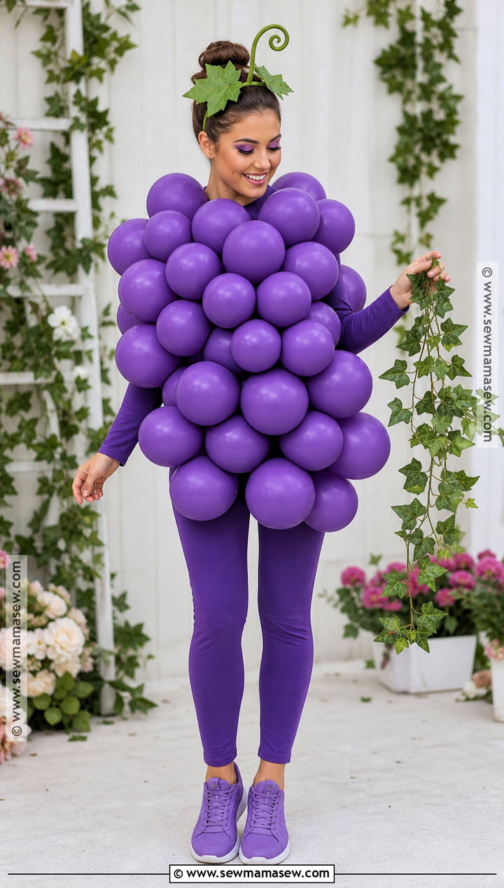 Bunch Of Grapes Costume With Balloons - 35 Easy At Home Halloween Costumes