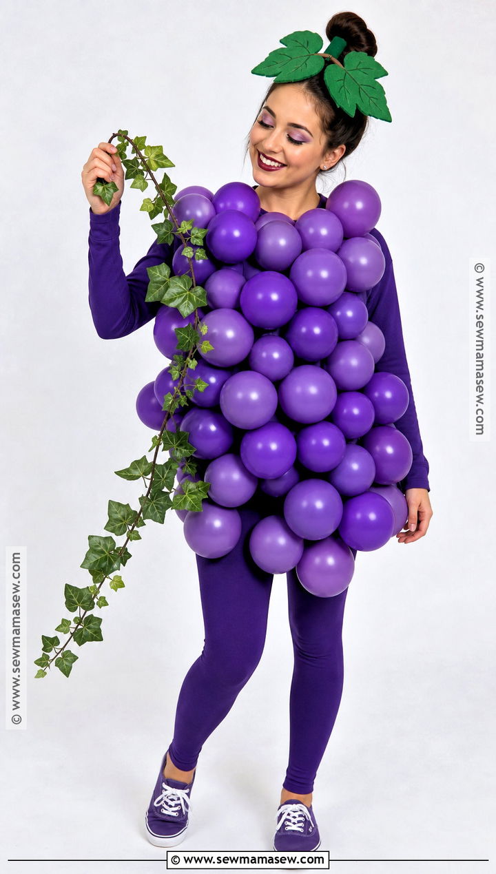Bunch Of Grapes Costume With Purple Balloons - 30 costume ideas women easy