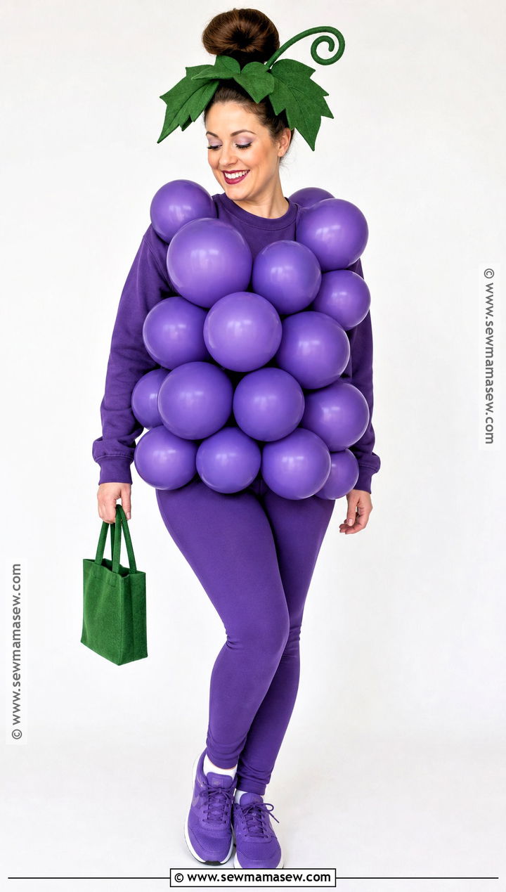 Bunch Of Grapes Costume With Purple Balloons - 35 halloween costumes single
