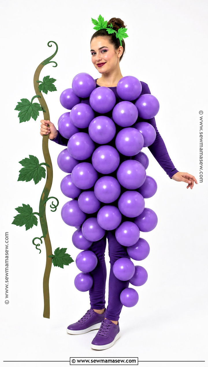 Bunch Of Grapes Costume With Purple Balloons - 30 costume ideas last minute