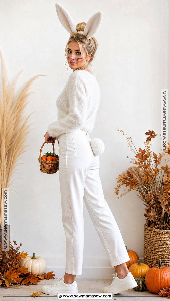Bunny Costume With Neutral Clothes - 35 quick halloween costumes last minute