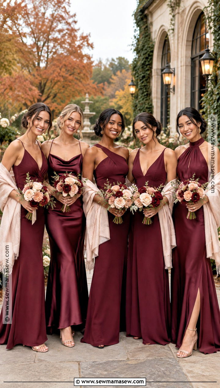 Burgundy And Blush Bridesmaid Dresses - 15 Fall Wedding Color Schemes October Bridesmaid Dress Ideas