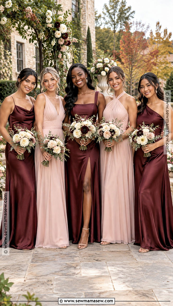 Burgundy And Blush Bridesmaid Dresses - 20 bridesmaid dresses mismatched fall