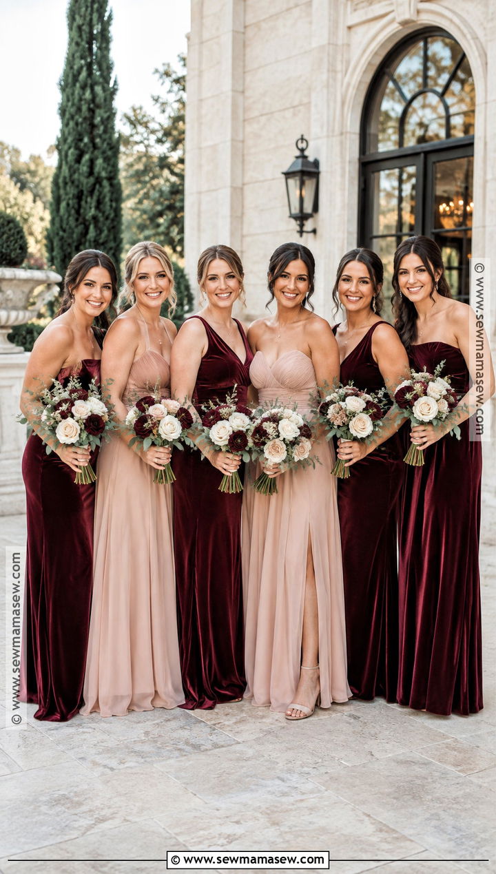 Burgundy And Blush Bridesmaid Dresses - 25 mixed bridesmaid dresses fall