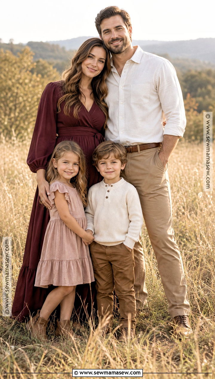 Burgundy And Blush Early Fall Family Photo Outfits - 20 early fall family photo outfits