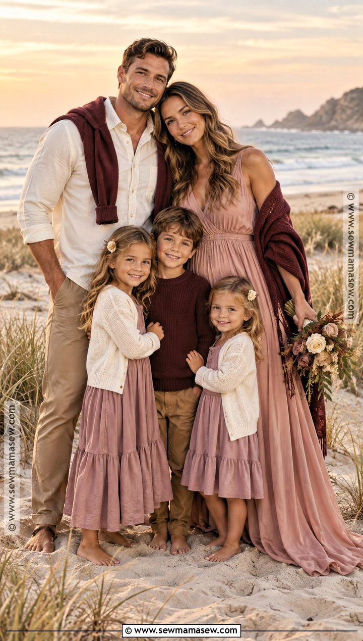 Burgundy And Blush Fall Beach Family Outfit - 20 fall family beach pictures outfits