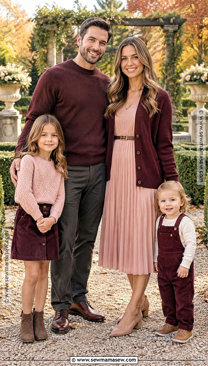 Burgundy And Blush Fall Family Outfits - 15 fall family matching outfits