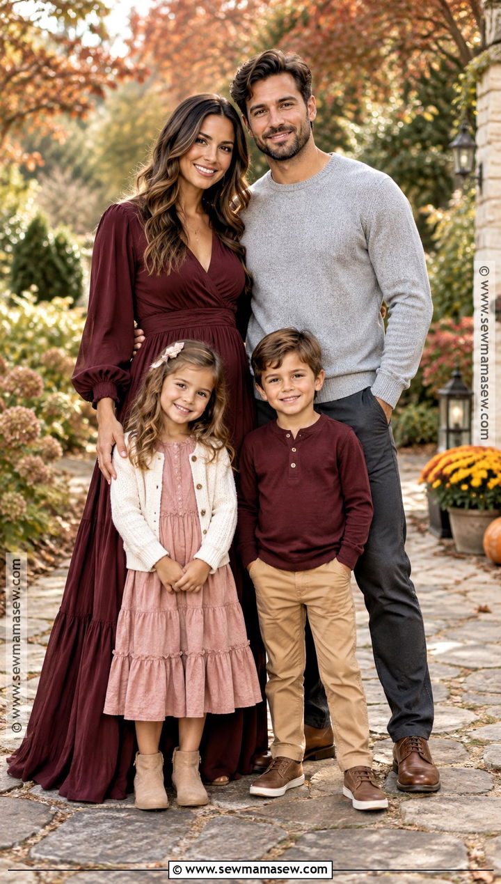 Burgundy And Blush Fall Family Photo Outfit - 15 fall photo outfits for family