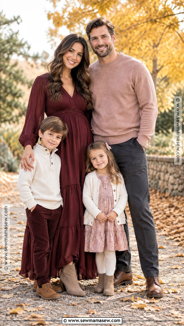 Burgundy And Blush Fall Family Photo Outfits - 15 Fall Family Photos Outfit Ideas