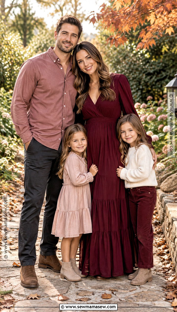 Burgundy And Blush Fall Family Photo Outfits - 15 fall family photos outfits 2026