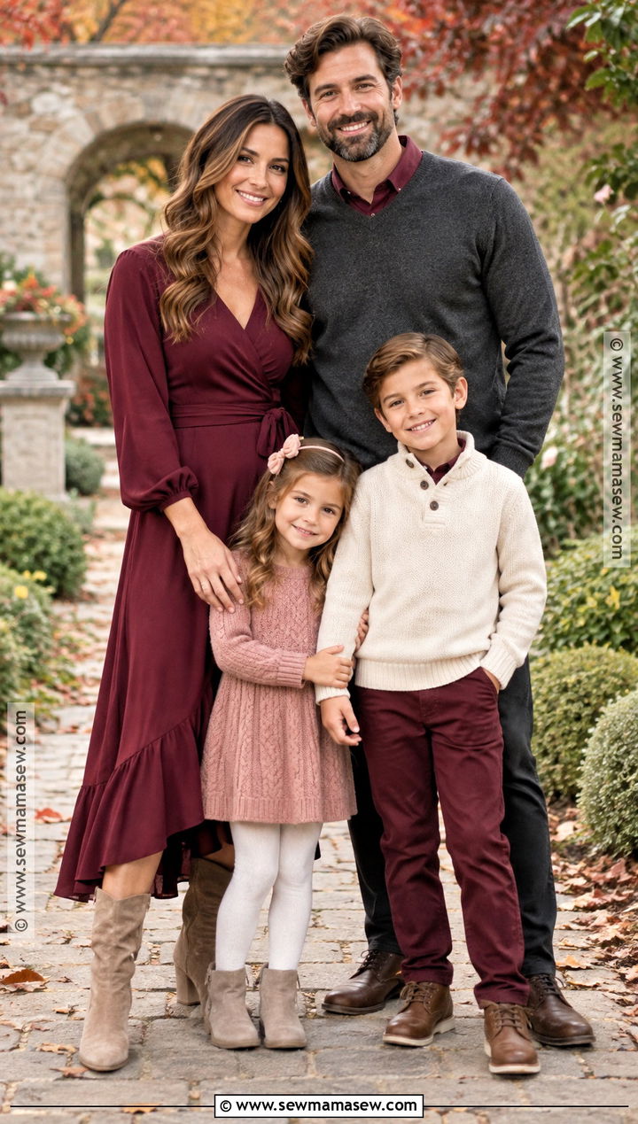 Burgundy And Blush Fall Family Photo Outfits - 15 family photo outfit inspo fall ideas