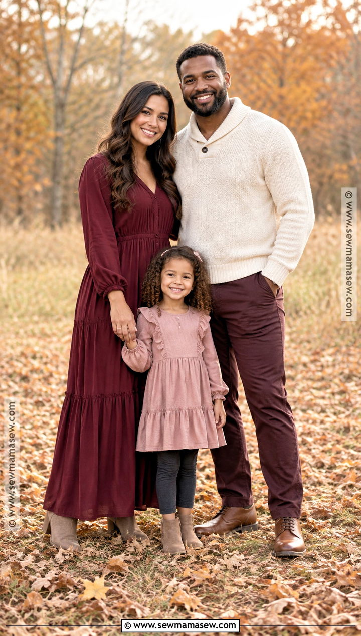 Burgundy And Blush Fall Family Picture Outfit - 20 fall picture outfits for family