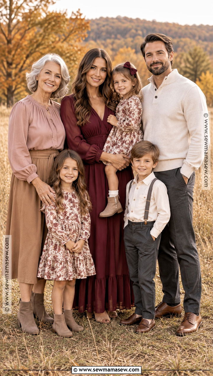 Burgundy And Blush Fall Family Picture Outfits - 15 fall large family pictures outfits