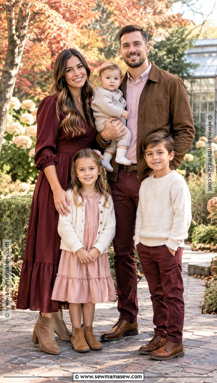 Burgundy And Blush Family Fall Photoshoot Outfit - 25 family fall photoshoot outfits