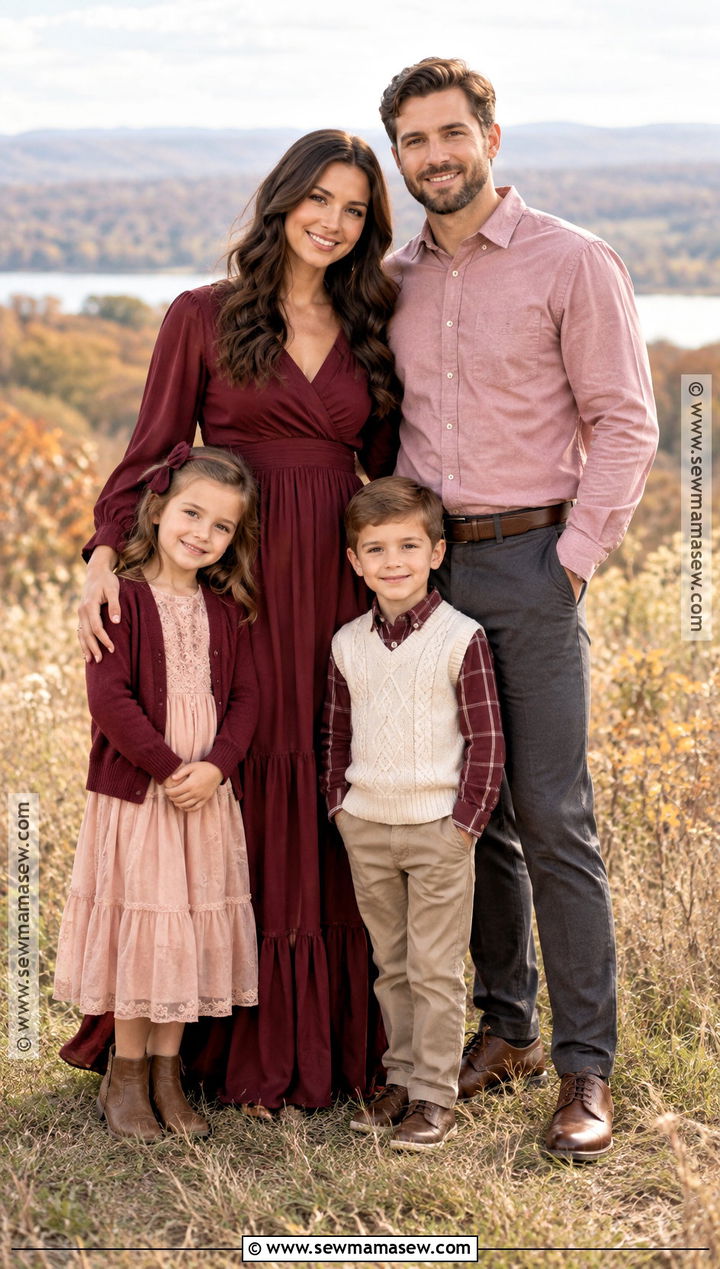 Burgundy And Blush Family Fall Picture Outfit - 25 family fall pictures outfits