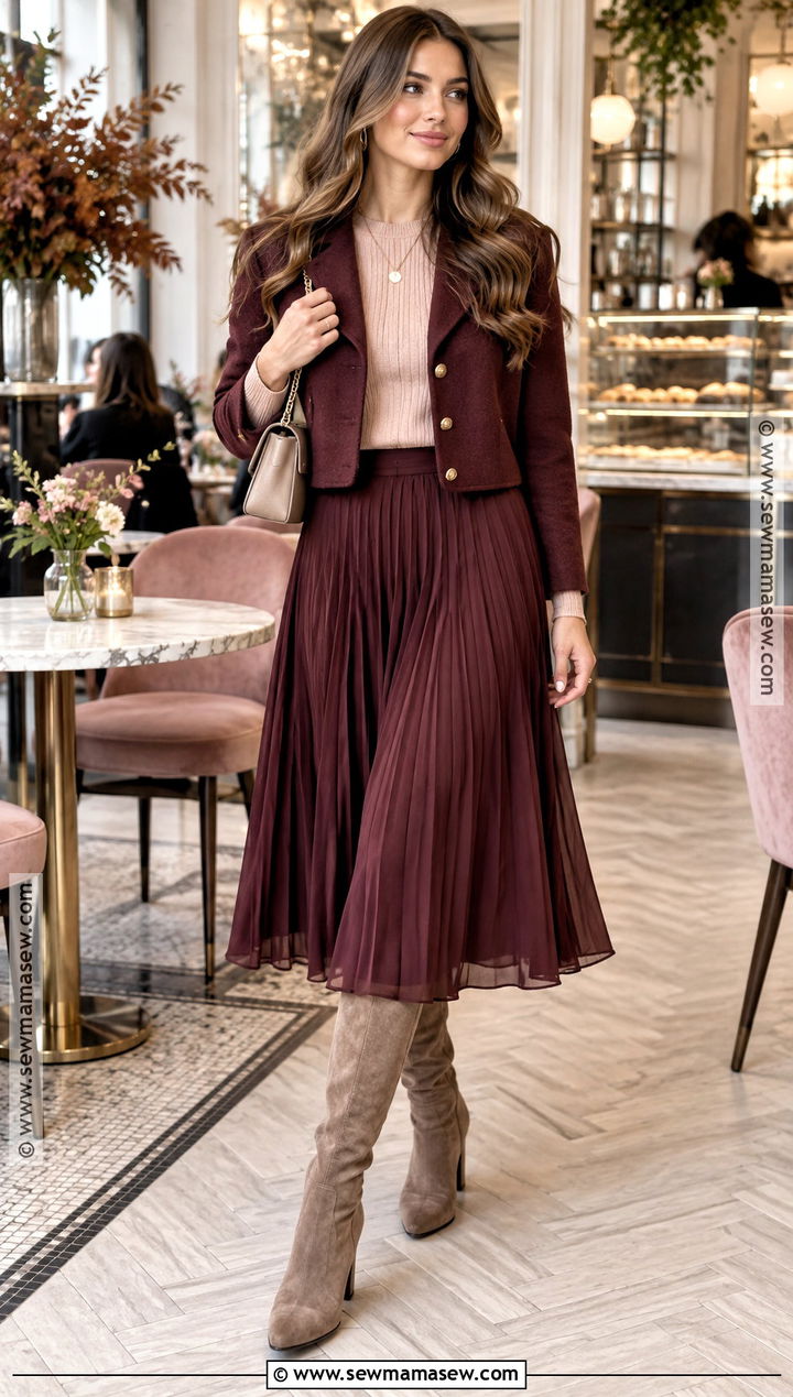 Burgundy And Blush Pink Fall Outfit - 15 Fall Color Palette Clothes Fashion