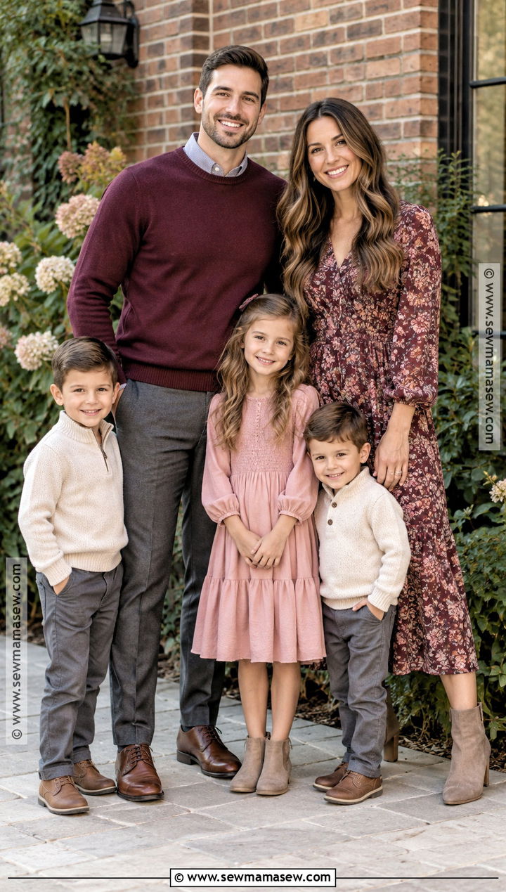 Burgundy And Blush September Family Photo Outfits - 20 family photo outfits september