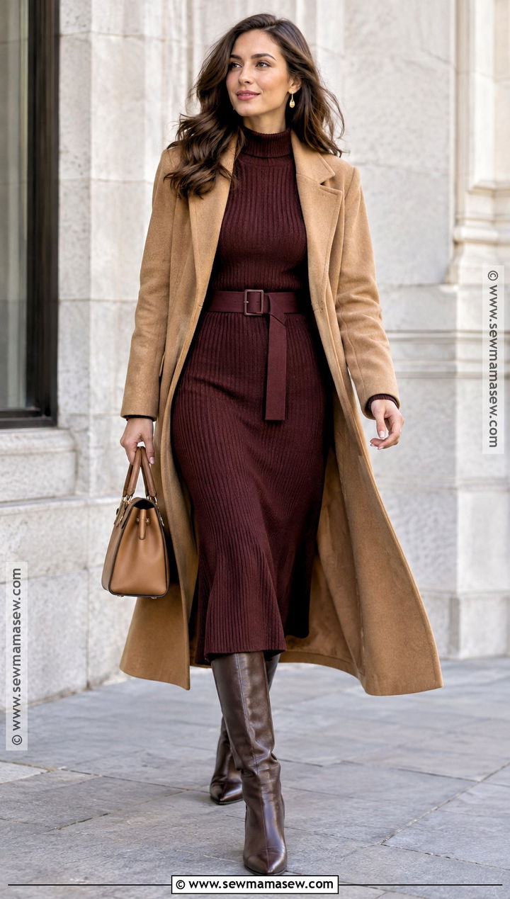 Burgundy And Camel Autumn Outfit - 25 autumn color palette outfits