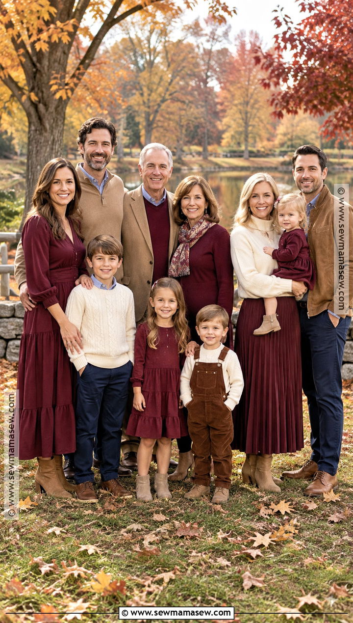 Burgundy And Camel Extended Family Portrait Outfits - 15 family portraits outfits fall