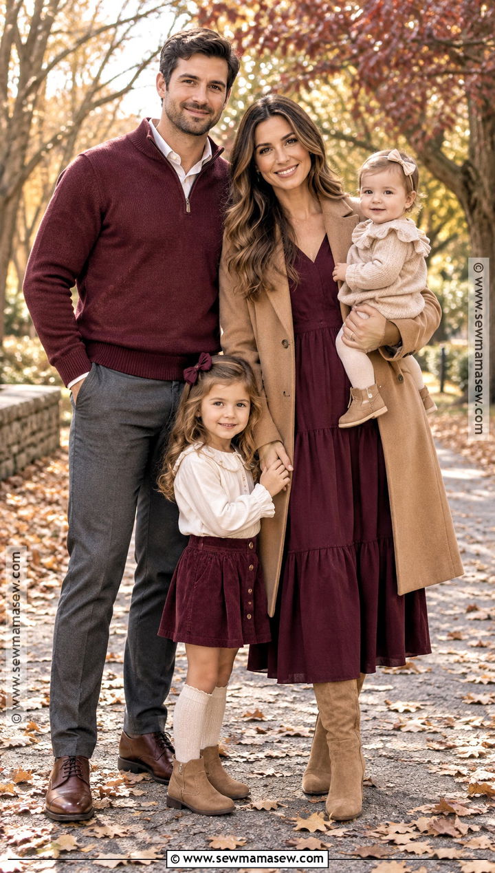 Burgundy And Camel Fall Family Picture Outfits - 15 clothes for family pictures fall