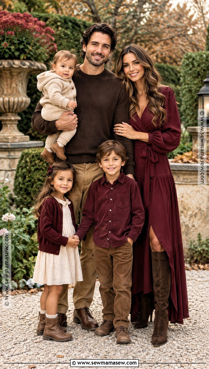 Burgundy And Chocolate Brown Family Outfits - 15 fall family photos brown outfits