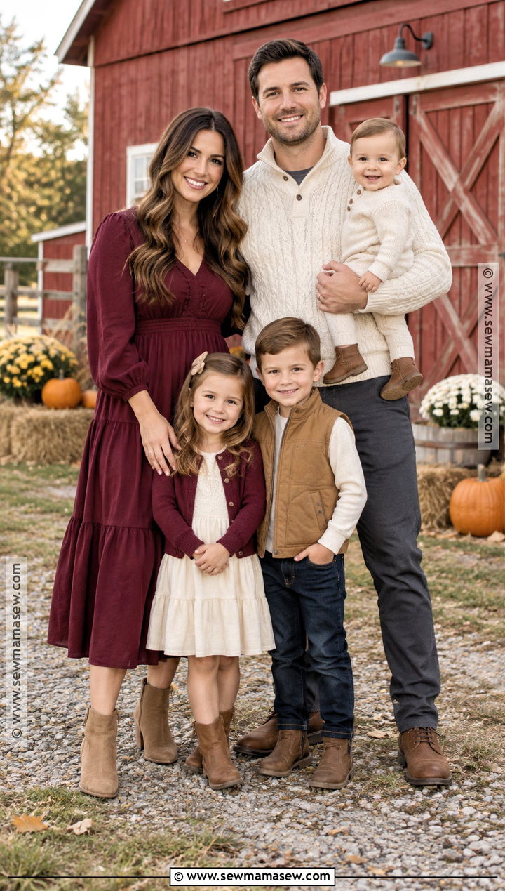 Burgundy And Cream Fall Family Picture Outfits - 15 fall family pictures outfits country