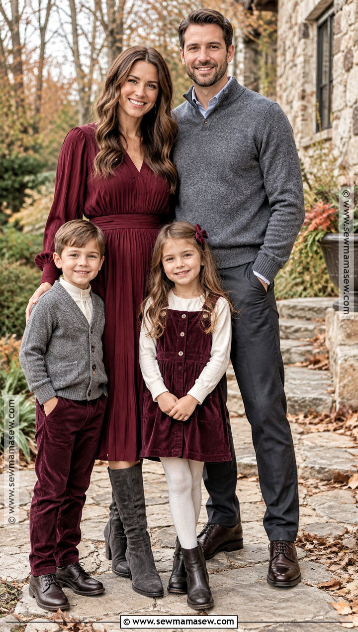 Burgundy And Gray Fall Family Photo Outfits - 15 fall photography family outfits