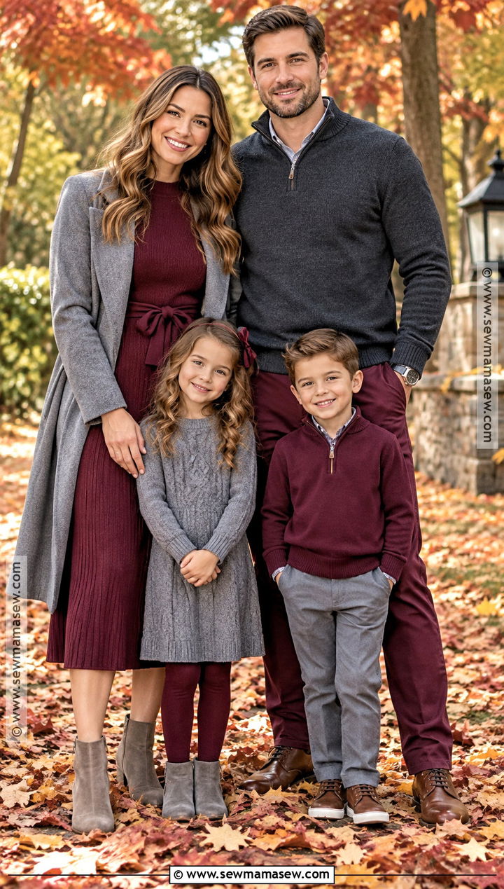 Burgundy And Gray Fall Family Picture Outfit - 15 clothes for fall family pictures