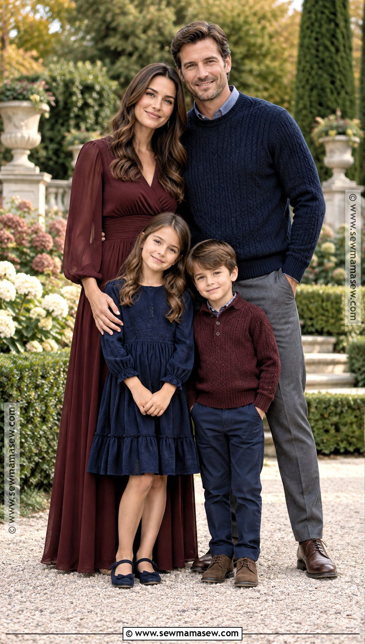 Burgundy And Navy Fall Family Photo Outfits - 15 fall family photo style guide ideas