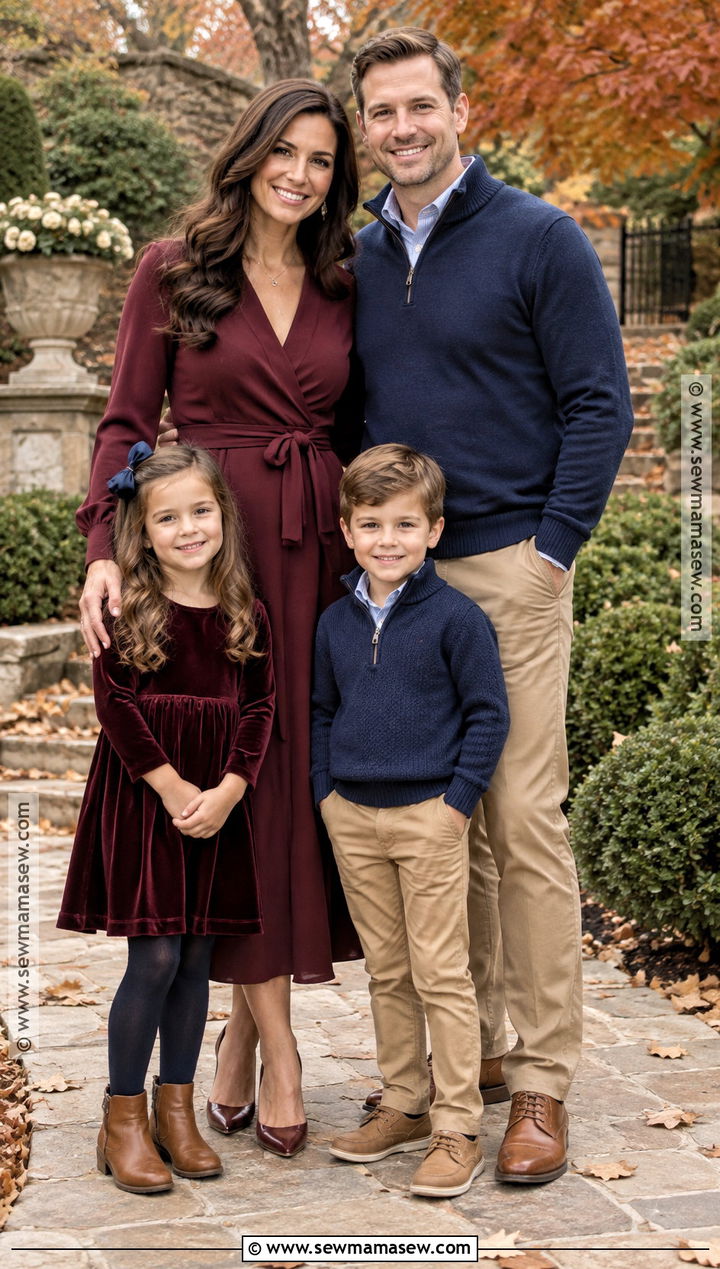 Burgundy And Navy Fall Family Photo Outfits - 15 family pics fall outfits