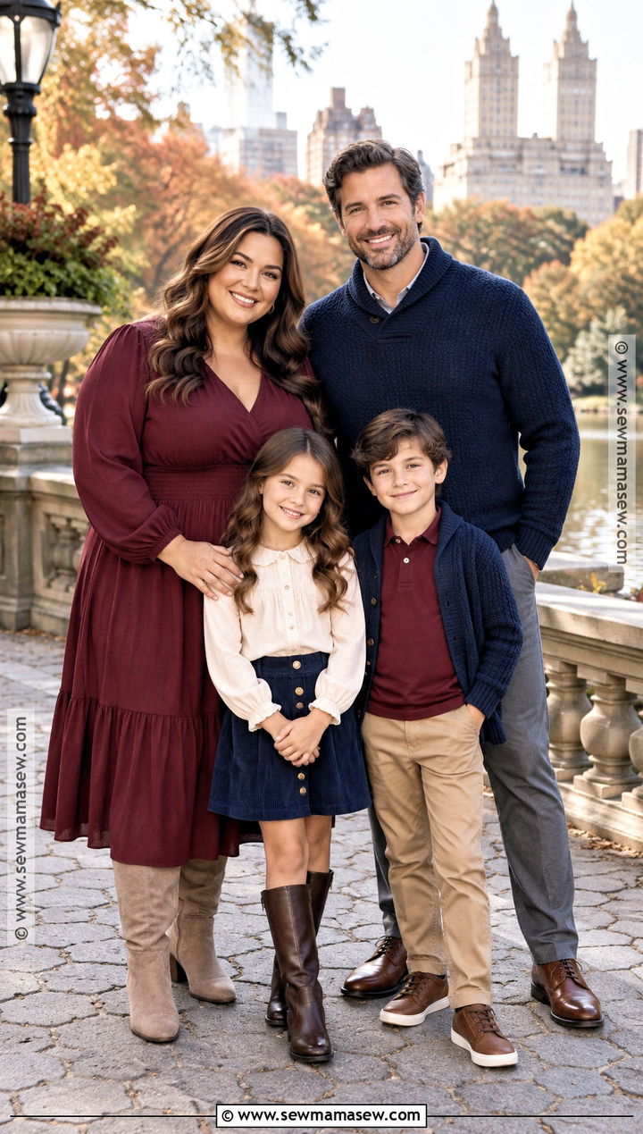 Burgundy And Navy Fall Family Photo Outfits - 20 cute fall family photo outfits