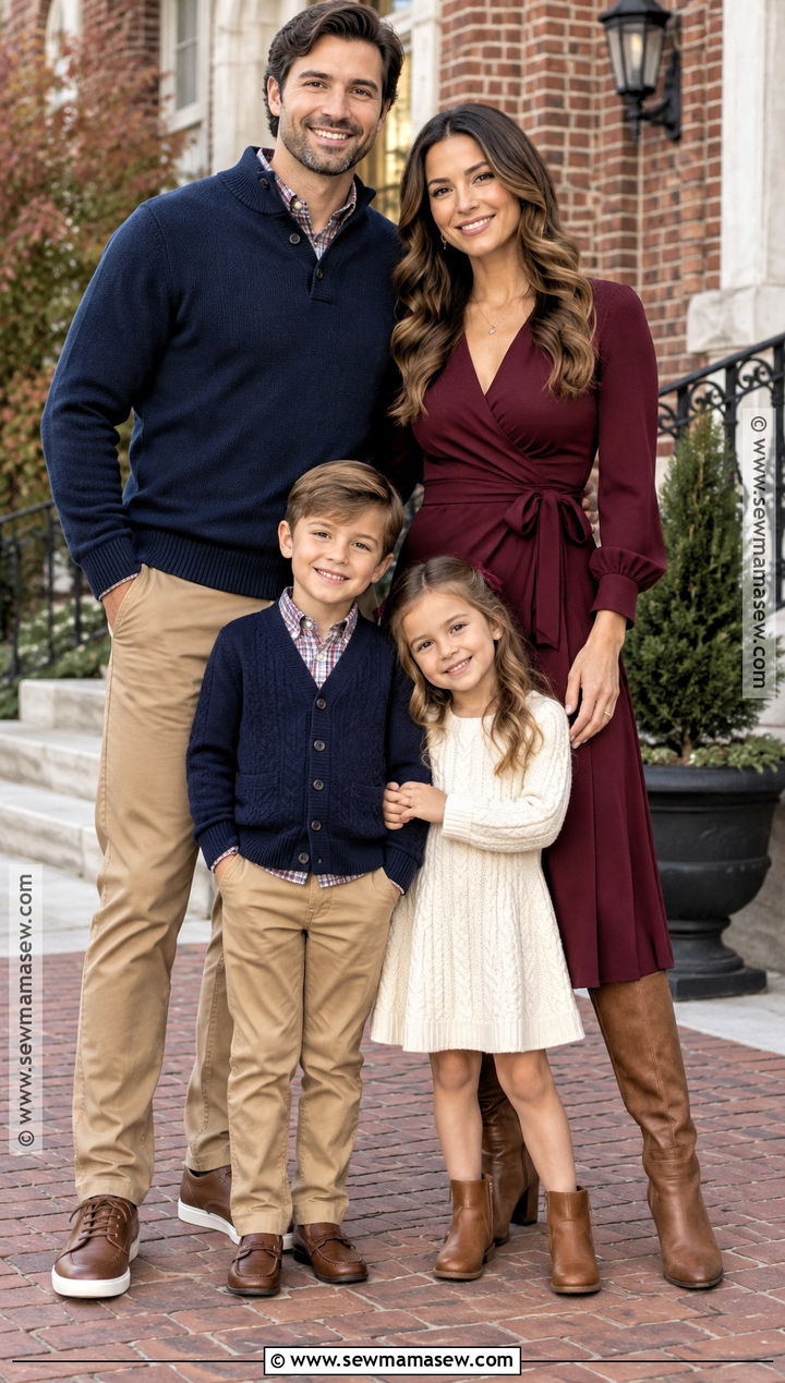 Burgundy And Navy Fall Family Photoshoot Outfit - 20 fall family photoshoot outfits