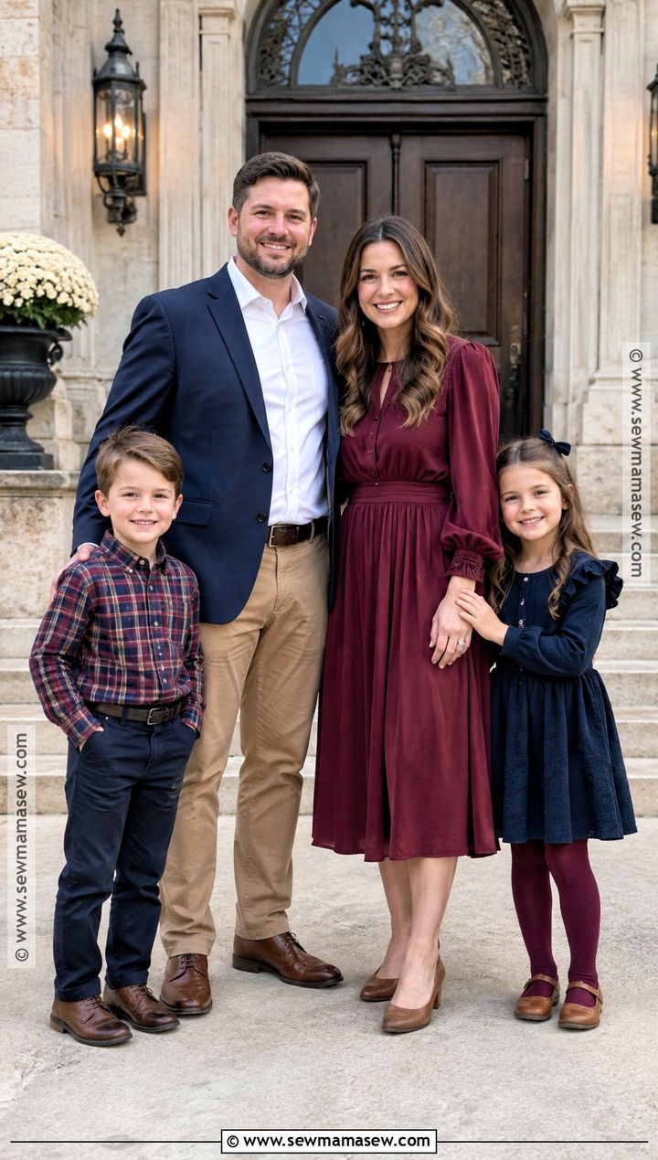Burgundy And Navy Fall Family Picture Outfits - 15 Family Pictures Matching Outfits Fall