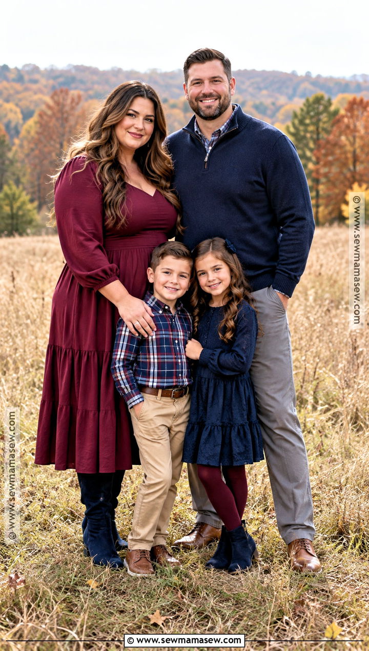 Burgundy And Navy Fall Family Picture Outfits - 15 Fall Clothing Ideas For Family Pictures