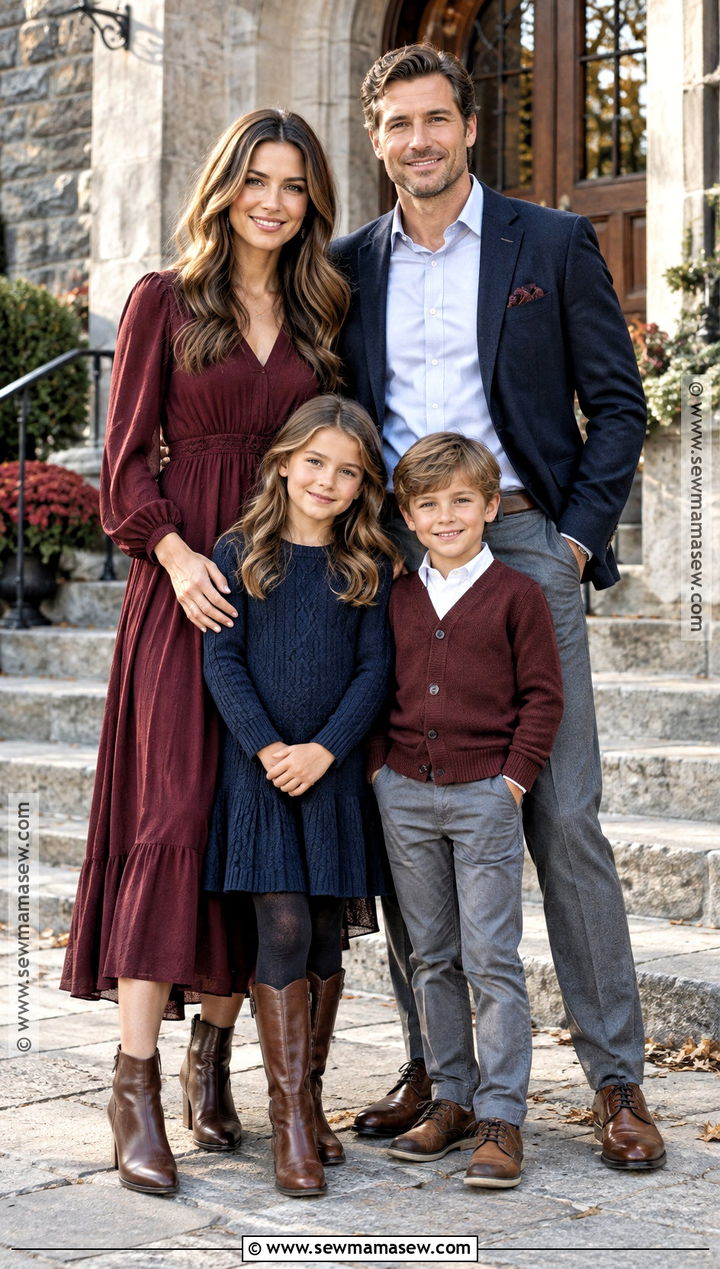 Burgundy And Navy Fall Family Portrait Outfits - 15 family portraits outfits fall
