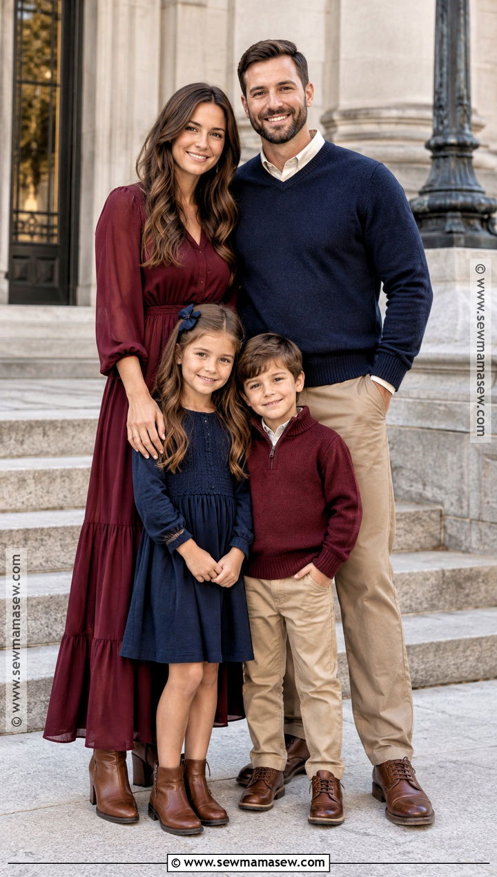 Burgundy And Navy Fall Family Session Outfit - 15 fall family session outfits