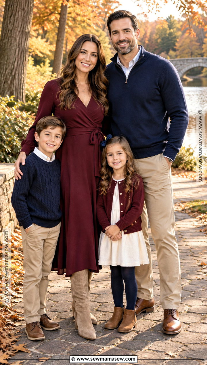 Burgundy And Navy Fall Sunset Family Outfits - 15 fall sunset family pictures outfits