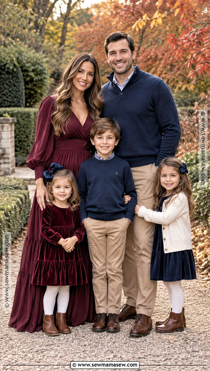Burgundy And Navy Family Fall Photoshoot Outfit - 25 family fall photoshoot outfits