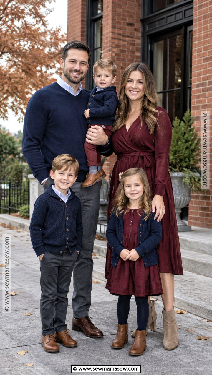 Burgundy And Navy Family Photo Outfits - 20 fall winter family photo outfits