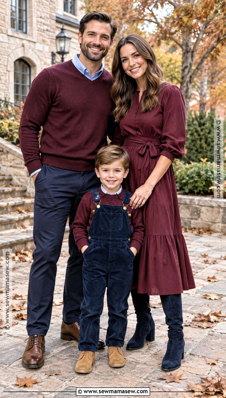 Burgundy And Navy Family Picture Outfit - 15 fall family of 3 pictures outfits