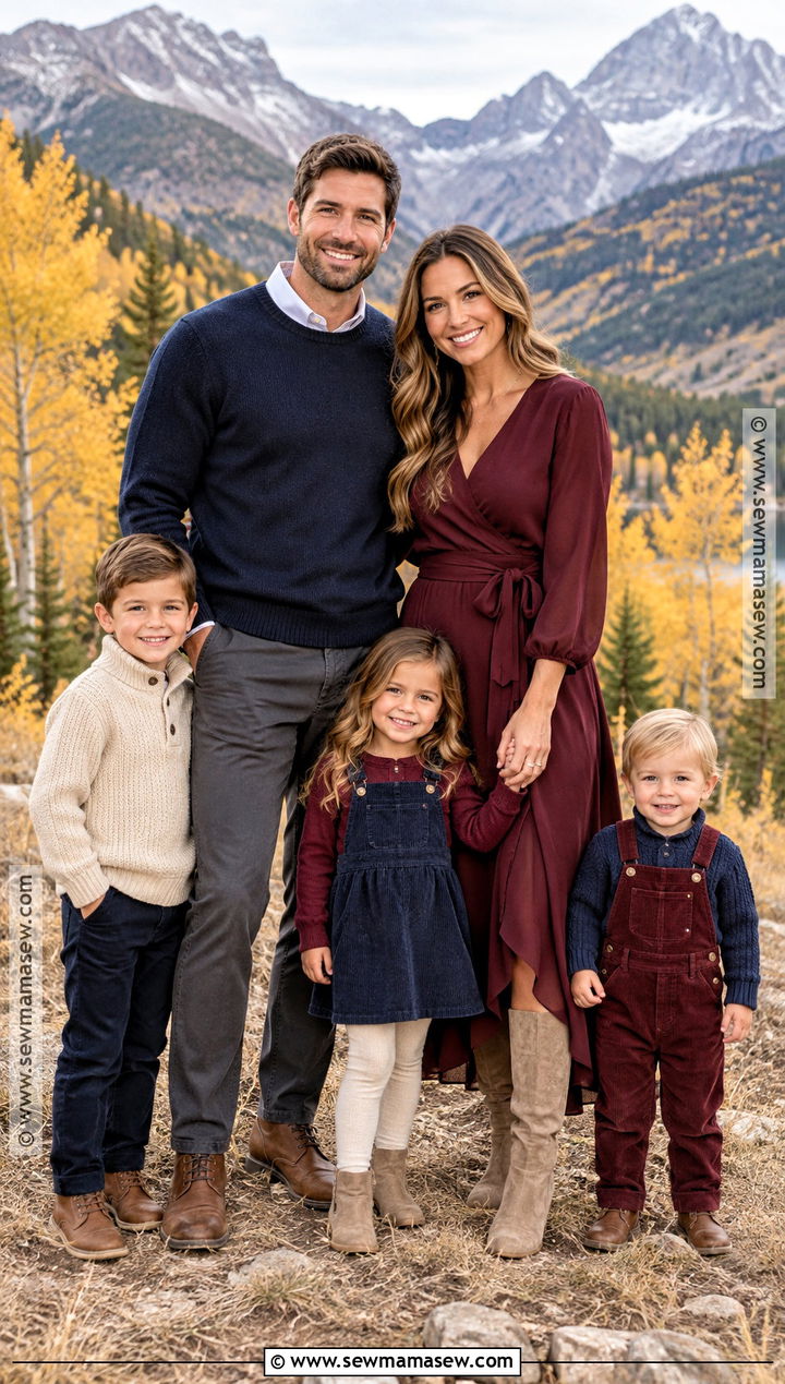 Burgundy And Navy Mountain Family Photo Outfits - 15 family photo outfits fall mountains